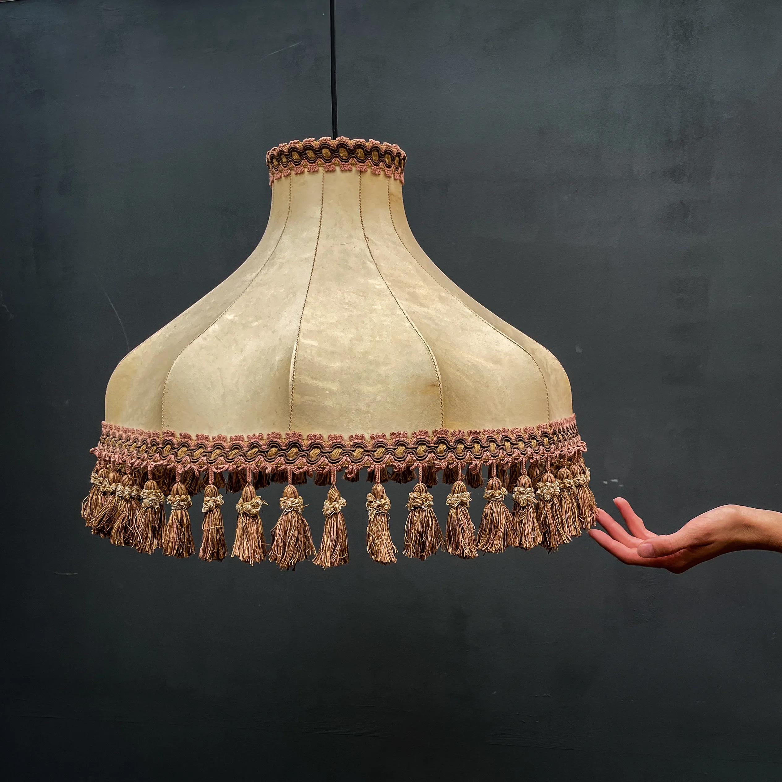 abat-jour textile grand suspension beige