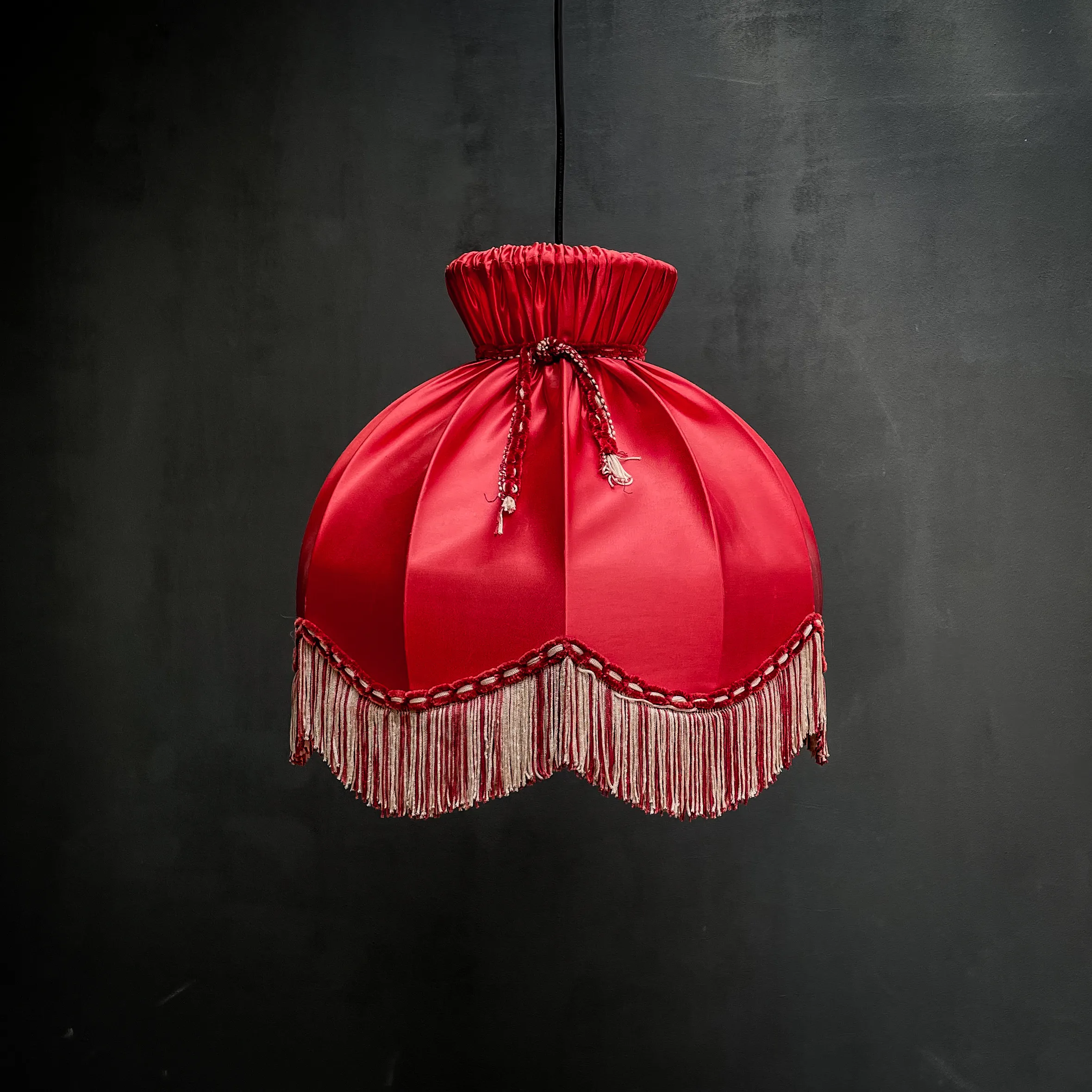 abat jour textile rouge suspension
