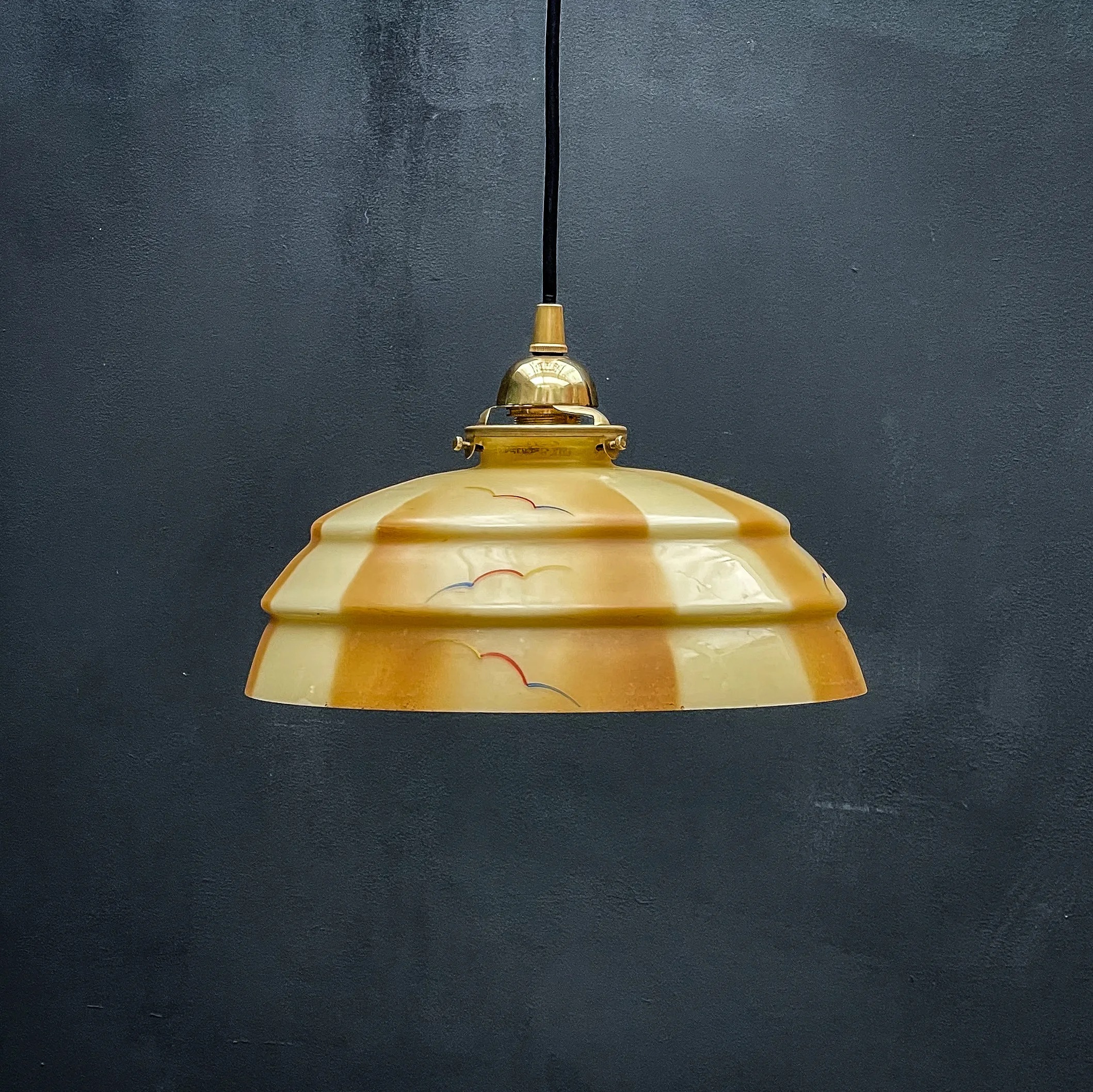 cloche suspension ambrée maron clair beige