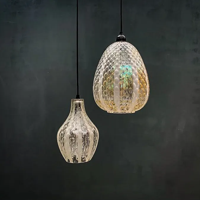 formes verre transparent suspension ambré irisé blanc