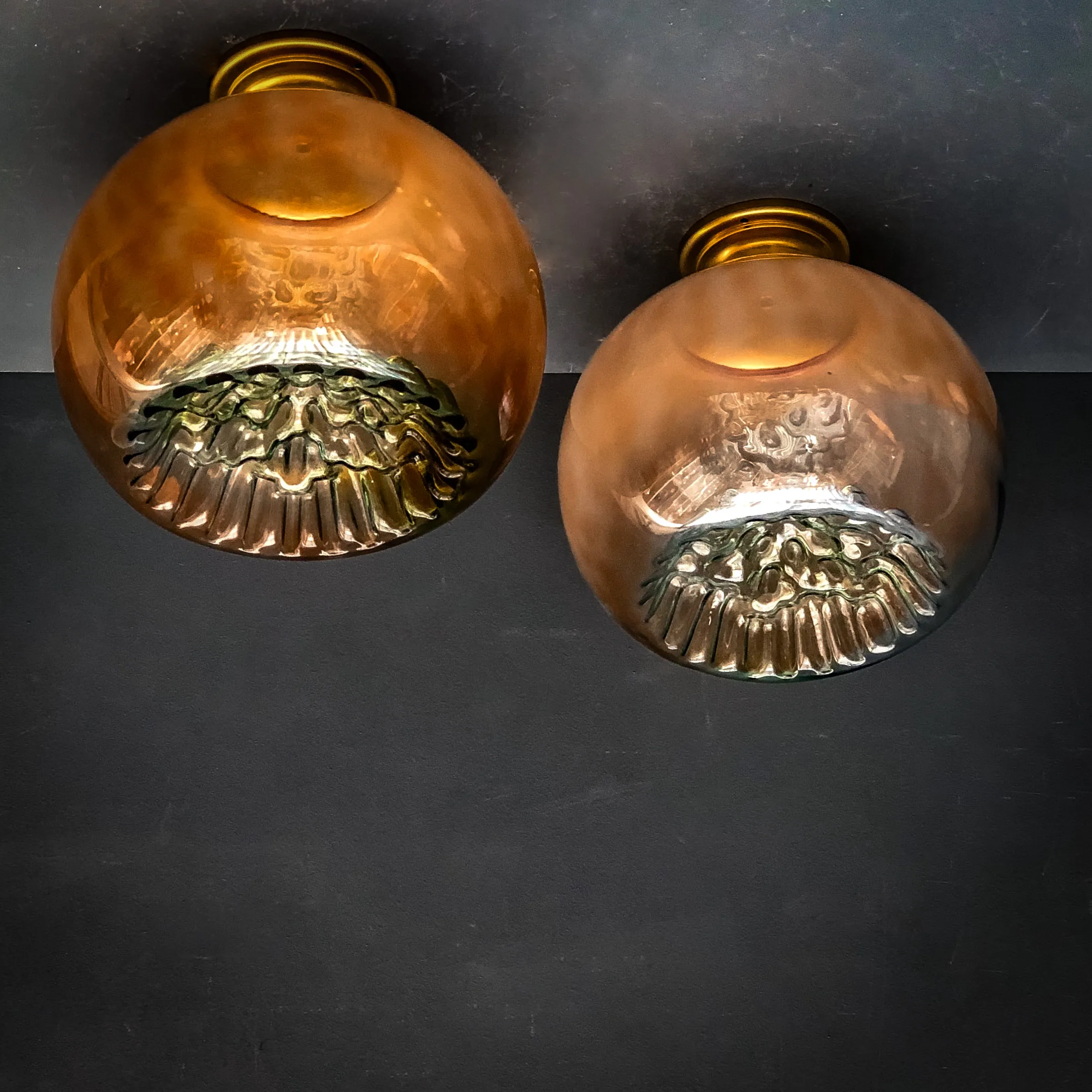 globe verre murano ambré applique