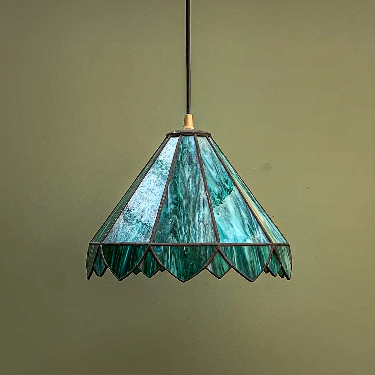 suspension vitrail verre vert