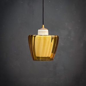 Suspension double cloche ambrée