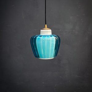 Suspension double cloche bleutée