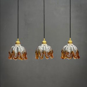 Suspension tulipe bords ambrés